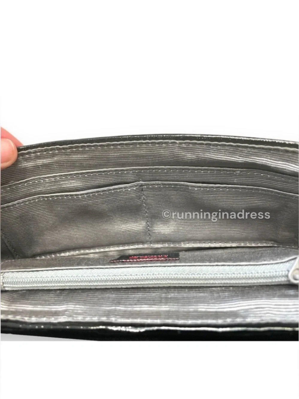 Vintage HOBO International Y2K Woven Patent Leather Clutch Wristlet Black Mint